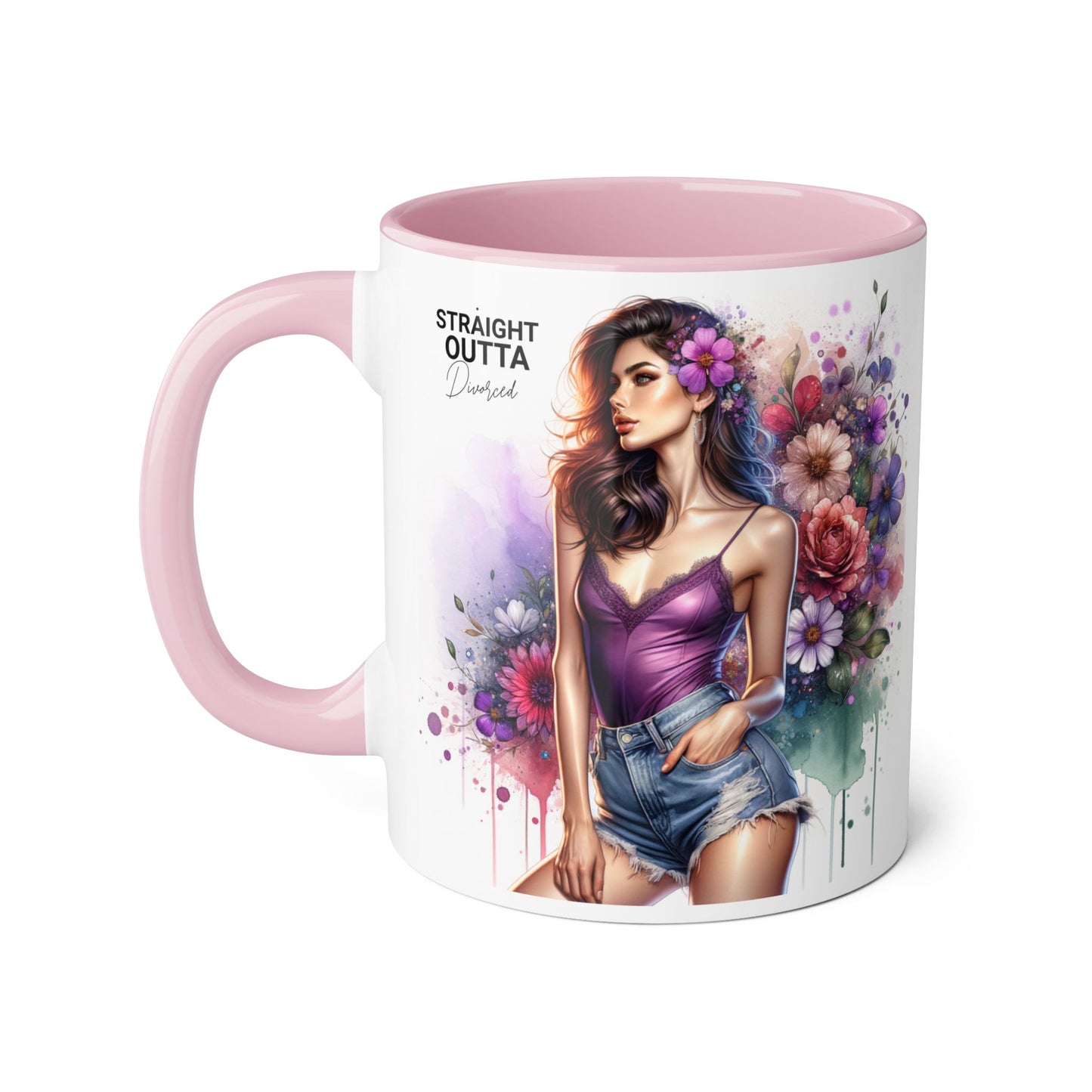 Straight Outta Divorced Humoristic Floral Art Accent Mug, Straight Outta, Gift for Her, Coffee Lover, Home Décor, Unique Tea Cup, Birthday Present