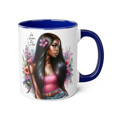 I Hold Grudges, I'll Heal in Hell  Humoristic Floral Portrait Coffee Mug - Perfect Gift for Her, Stylish Home Decor, Inspirational Quote, Unique Tea Cup, Birthday Treat