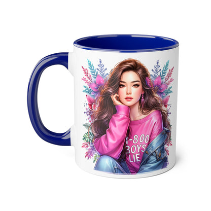 1-800-BOYS-LIE Chic Floral Accent Mug - Perfect Gift for Tea Lovers, Stylish Drinkware, Coffee Cup for Her, Women's Empowerment Decor, Trendy Floral Mug