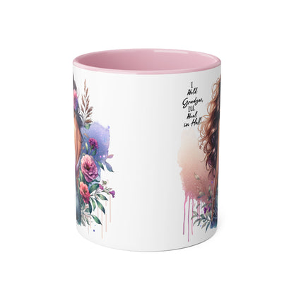 I Hold Grudges, I'll Heal in Hell  Humoristic Floral Accent Mug with Inspirational Quote, Coffee Cup, Gift for Friends, Home Decor, Motivational Mug