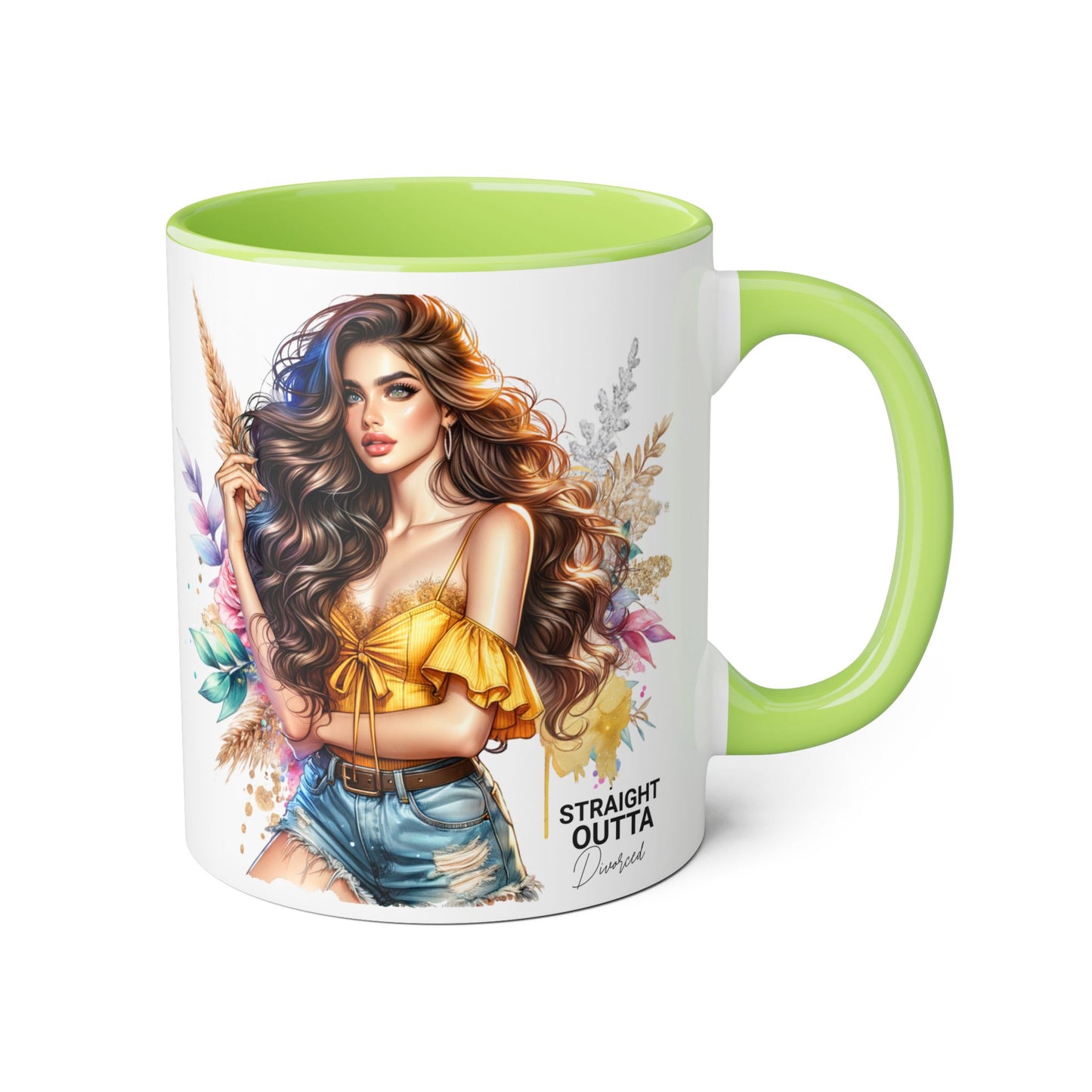 Straight Outta Divorced Humoristic Vibrant Accent Mug for Coffee Lovers, Perfect Gift for Birthdays, Anniversaries, or Home Decor