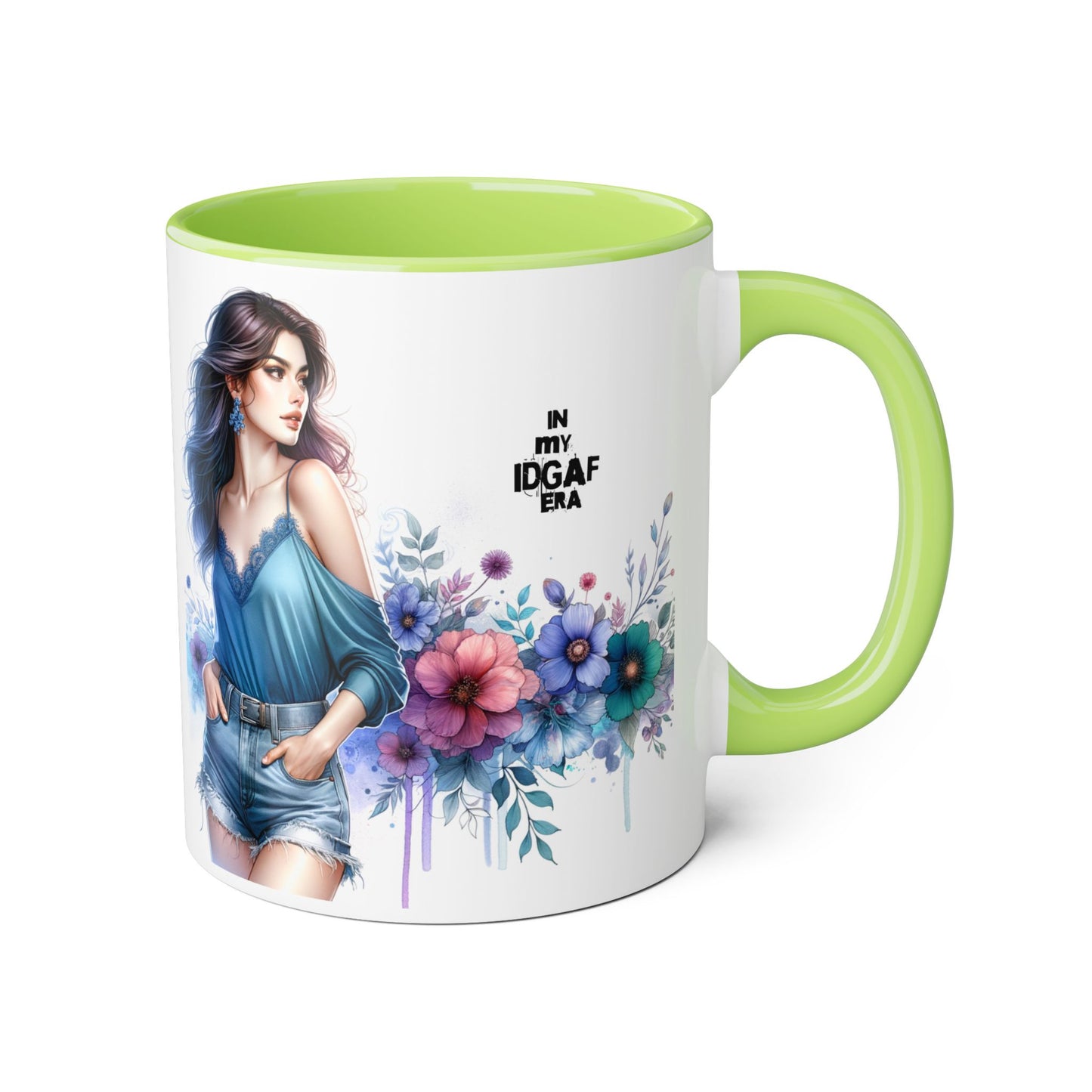 Chic IDGAF Accent Mug, Floral Art, Gift for Her, Coffee Lover, Unique Decor, Trendy Mug, Self-Care Gift