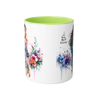 I Can Buy Myself Flowers Floral Twist Coffee Mug, Art Mug, Gift for Her, Creative Home Decor, Birthday Mug, Inspirational Drinkware, Busy with Flowers