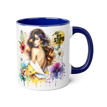 Not With Stupid Anymore Humoristic 11oz Accent Mug