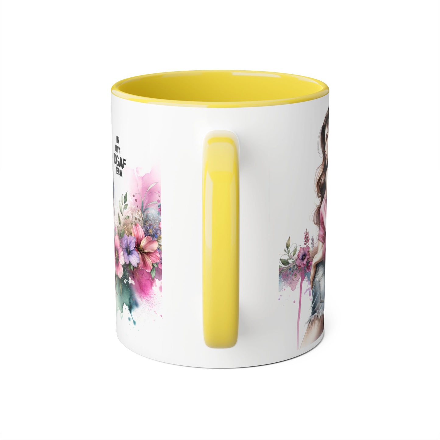 Chic Floral Accent Mug, In My IDGAF Era Coffee Cup, Gift for Her, Stylish Tea Mug, Fun Drinkware for Home & Office