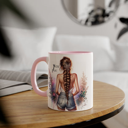 Yuck Fou Stylish Floral Accent Mug, Gift for Friends, Motivational Coffee Cup, Cute Home Decor, Art Lover's Mug, Perfect for Holidays