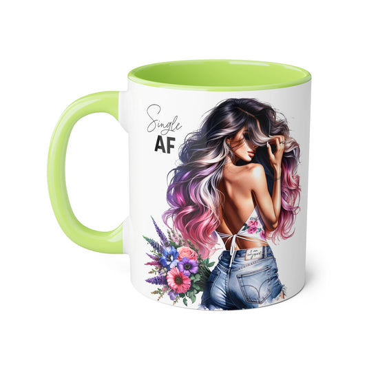Single AF Bold Floral Single AF Accent Mug - Perfect for Coffee Lovers, Gifts for Her, Self-Care, Celebration, Home Decor