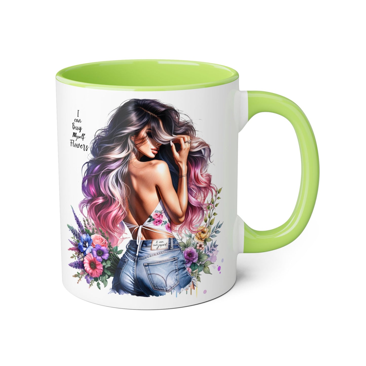 I Can Buy Myself Flowers Floral Accent Mug, Trendy Coffee Cup for Flower Lovers, Gift for Garden Enthusiasts, Home & Office Decor, Unique Floral Design