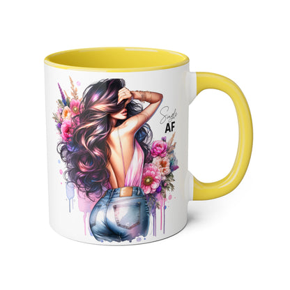 Single AF Chic Floral Accent Mug, Stylish Coffee Cup, Gift for Her, Trendy Home Decor, Birthday Present, Self-Love Reminder