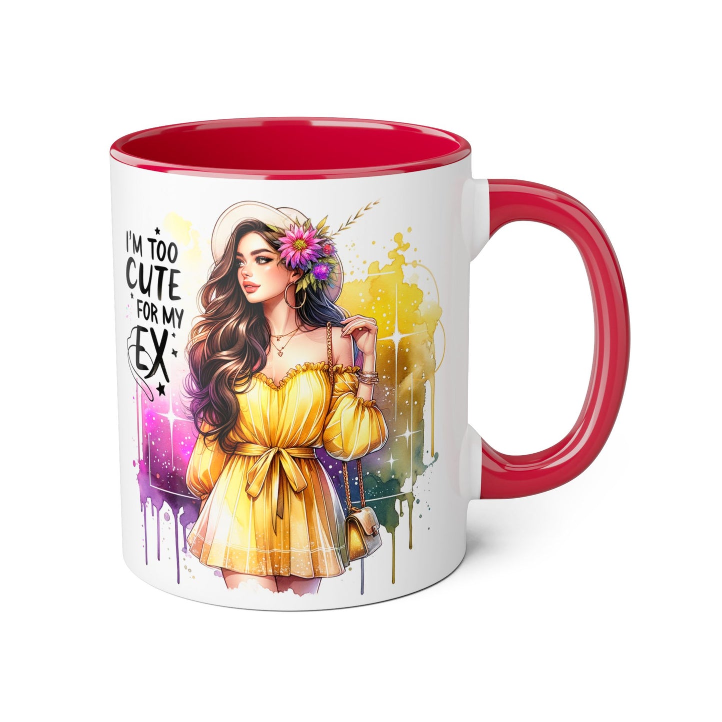 Cute Ex-Related Accent Mugs, 11oz - Quirky Gifts, Funny Coffee Cup, Relationship Humor, Self-Love Mug, Colorful Artwork