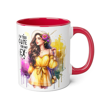 Cute Ex-Related Accent Mugs, 11oz - Quirky Gifts, Funny Coffee Cup, Relationship Humor, Self-Love Mug, Colorful Artwork