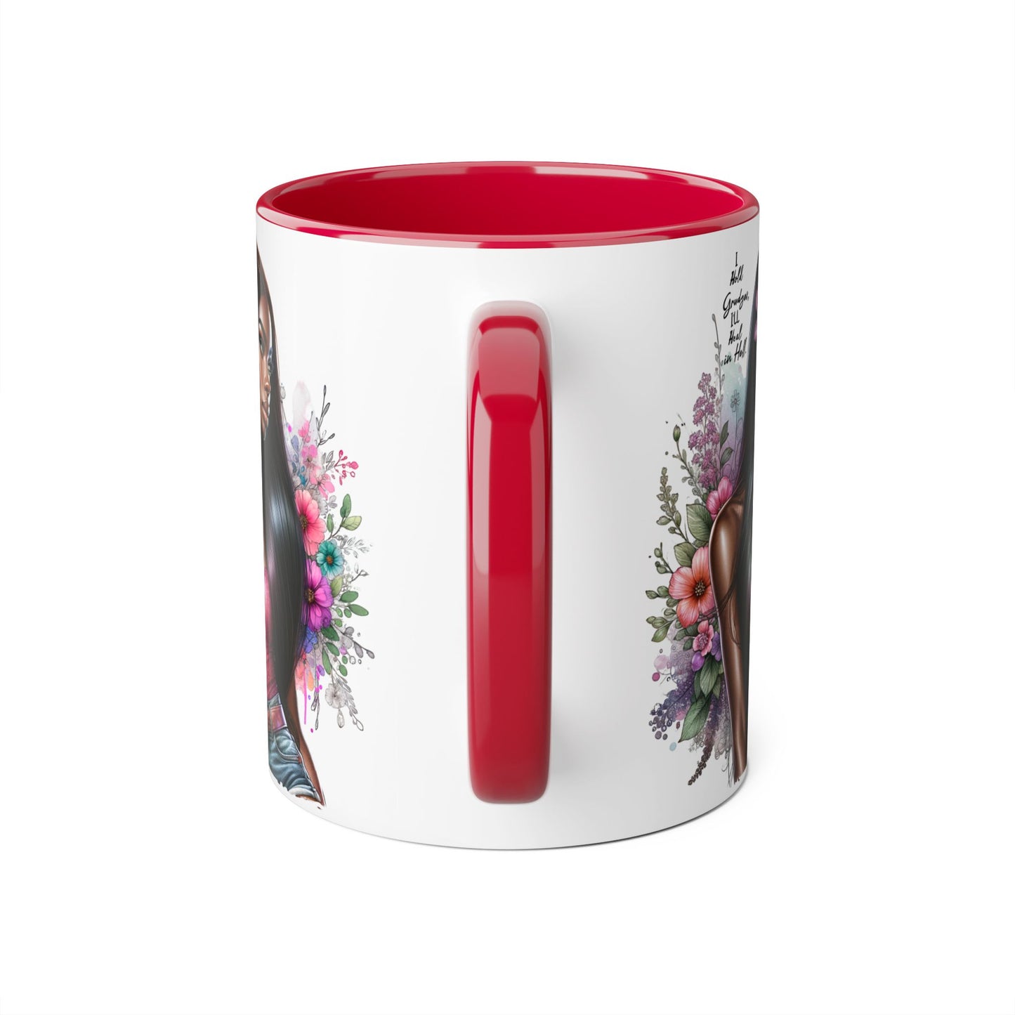 I Hold Grudges, I'll Heal in Hell  Humoristic Floral Portrait Coffee Mug - Perfect Gift for Her, Stylish Home Decor, Inspirational Quote, Unique Tea Cup, Birthday Treat