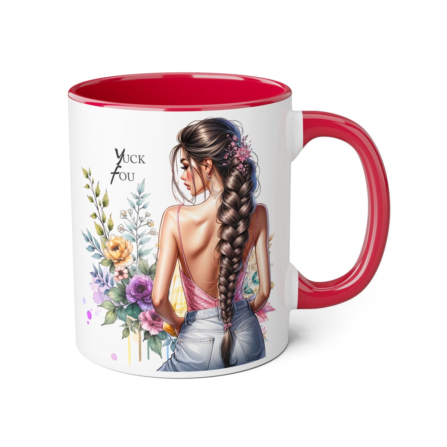 Yuck Fou Floral Art Accent Mug, Inspirational Coffee Cup, Unique Gift for Her, Mother’s Day Present, Home Decor, Art Lover Mug