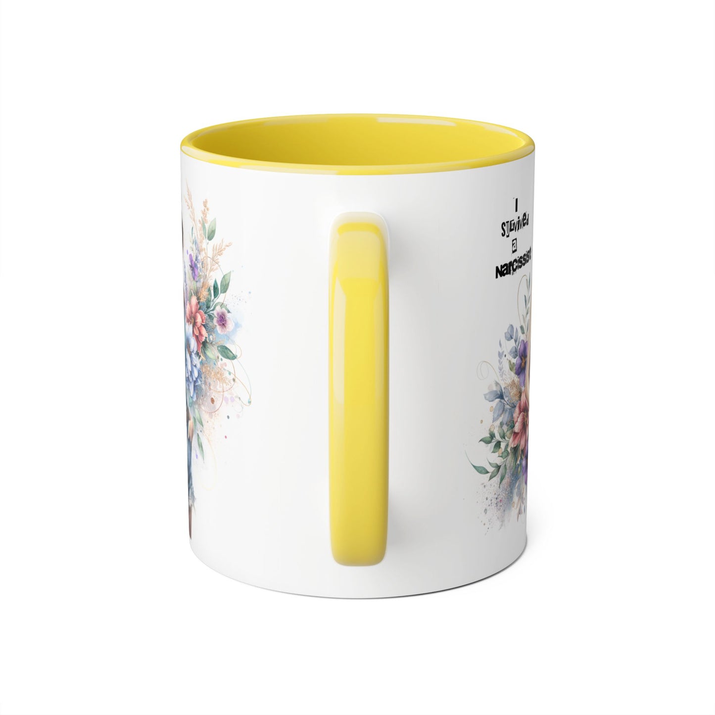 Narcissist Accent Mug, Unique Coffee Cup Gift, Floral Design Mug, Perfect for Self-Care Lovers, Inspirational Drinkware