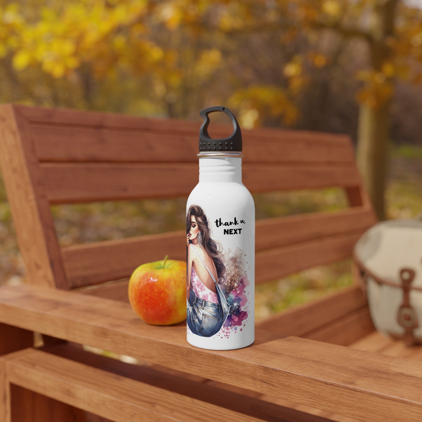 Thank U, Next Glamorous Water Bottle, Stylish Drinkware for Her, Trendy Gift, Eco-Friendly Travel Accessories, Personalized Hydration
