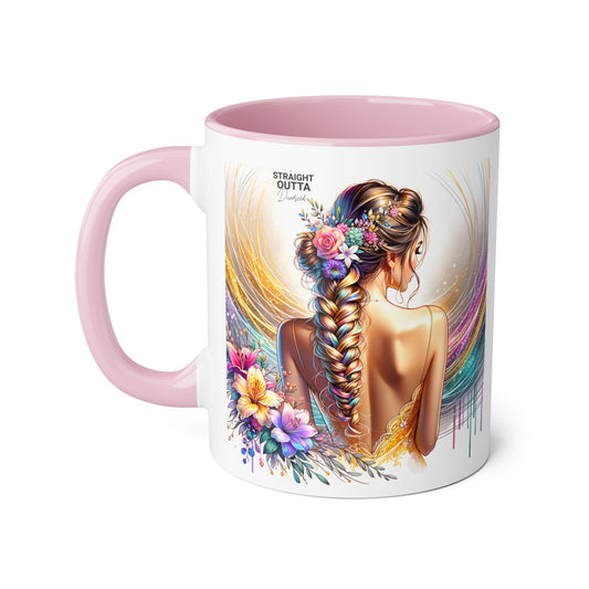 Straight Outta Divorced Humoristic Colorful Bohemian Accent Mug, Artistic Coffee Cup, Unique Gift, Home Decor, Inspirational Drinkware, Perfect for Birthdays