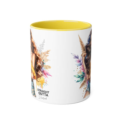 Straight Outta Divorced Humoristic Vibrant Accent Mug for Coffee Lovers, Perfect Gift for Birthdays, Anniversaries, or Home Decor