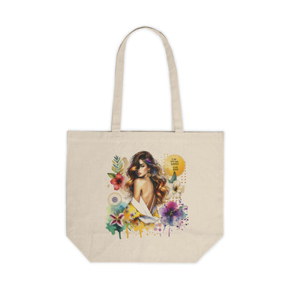 I Am My Own Happily Ever  After Beautiful Floral Canvas Shopping Tote Bag, Eco-Friendly, Reusable Grocery Bag, Perfect for Gifts, Beach or Everyday Use