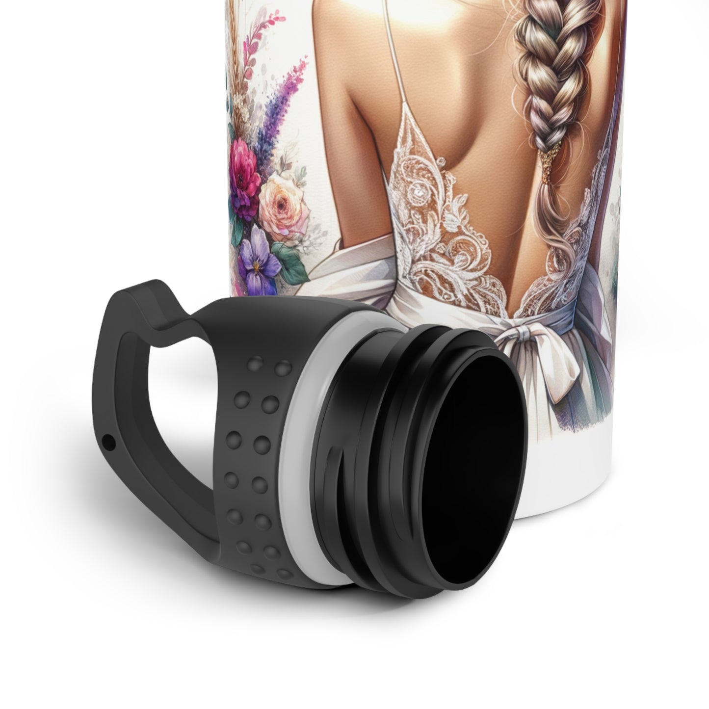 I Am My Own Happily Ever After Bridal Stainless Steel Water Bottle | Wedding Gift with Floral Design