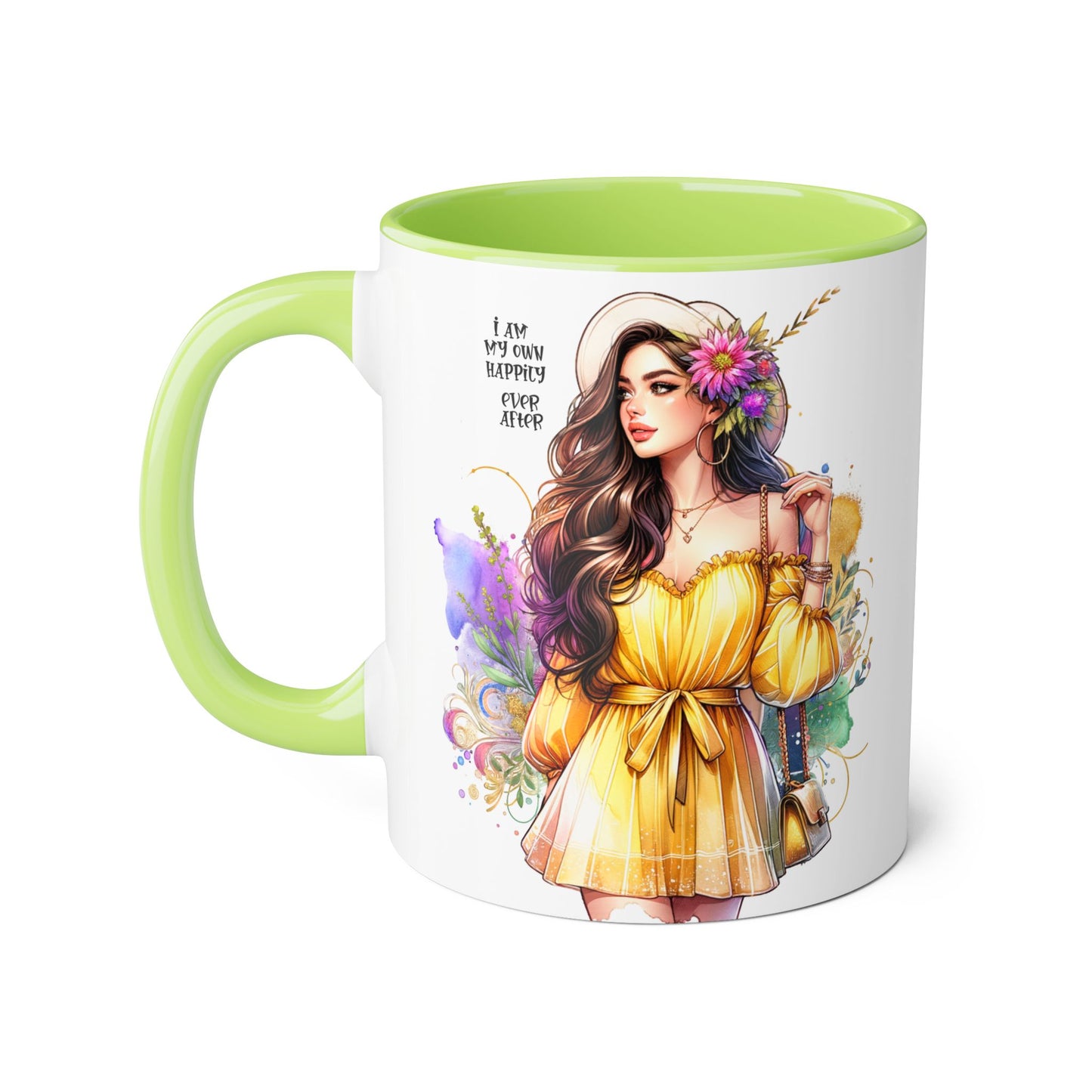 I Am My Own Happily Ever After Empowered Woman Accent Mug - 11oz Black Trim | Inspirational Coffee Cup | Perfect Gift for Friends & Self-Care