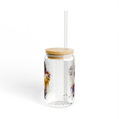 Lost You and Found Me Artistic Sipper Glass - 16oz, Ideal for Summer Parties, Unique Gift for Her, Floral Design Tumblers, Eco-Friendly Straw Glass