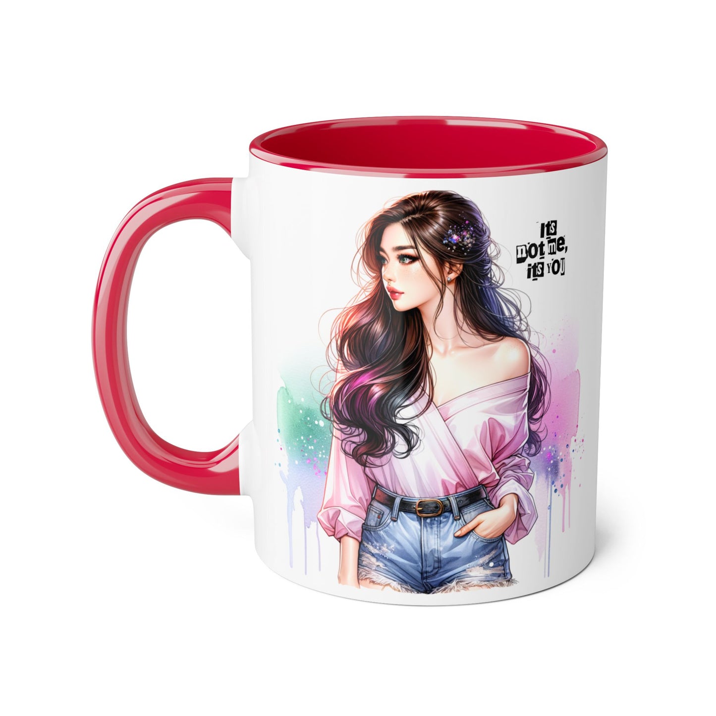 It's Not Me, It's You Humoristic Vibrant Accent Mug, Espresso Lover's Gift, Stunning Art Print Mug, Unique Coffee Cup, Colorful Tea Mug, Perfect for Birthdays, Cozy Vibes