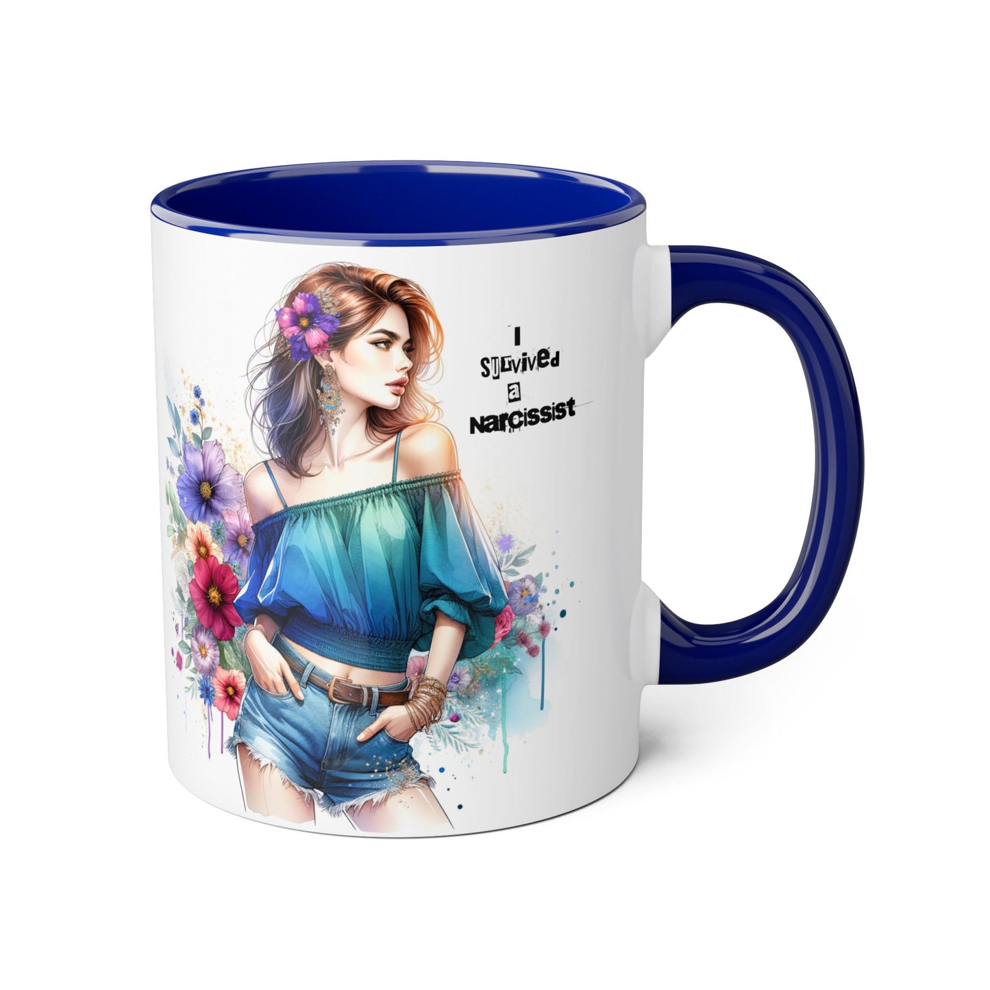 Stylish Floral Accent Mug, Trendy Coffee Cup, Gift for Her, Birthday Mug, Inspirational Drinkware