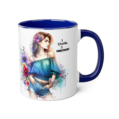Stylish Floral Accent Mug, Trendy Coffee Cup, Gift for Her, Birthday Mug, Inspirational Drinkware