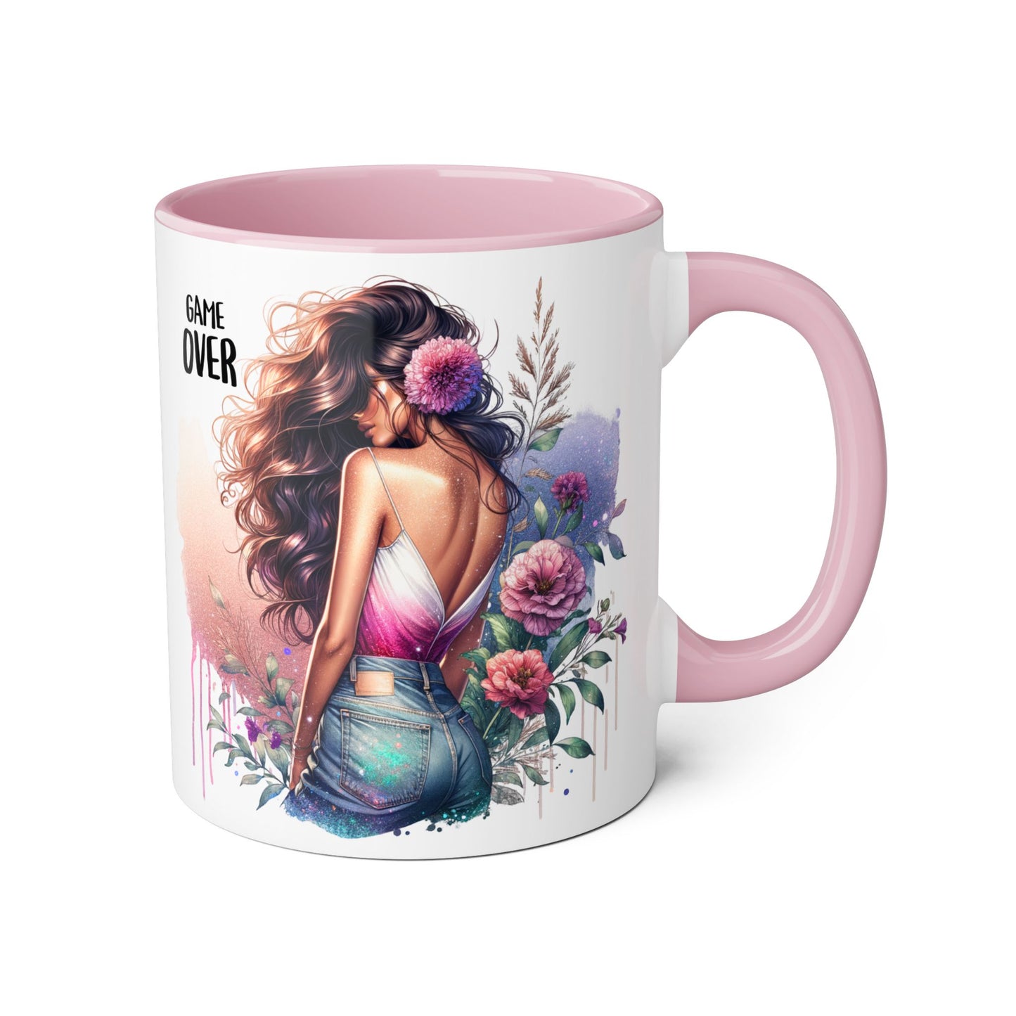 Boho Chic Accent Mug - Perfect Gift for Coffee Lovers, Home Decor, Floral Art, Unique Design, Game Over Theme
