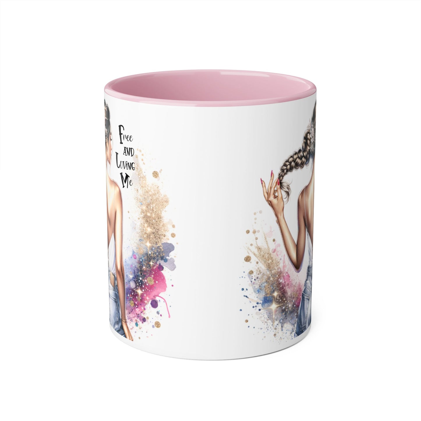 Free and Loving Me Accent Mug, Empowering Coffee Cup, Inspirational Gift, Unique Women’s Mug, Morning Motivation