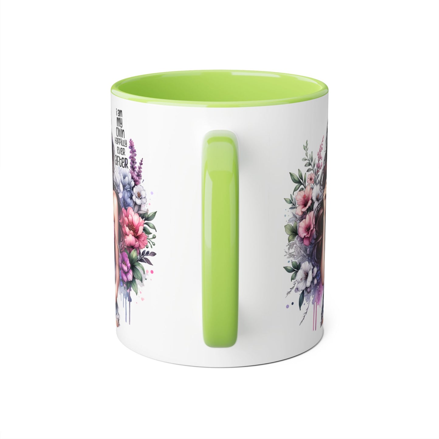 I Am My Own Happily Ever After Empowered Floral Accent Mug, Encouragement Gift for Women, Inspirational Coffee Cup, Self-Love Decor, Black Handle Mug