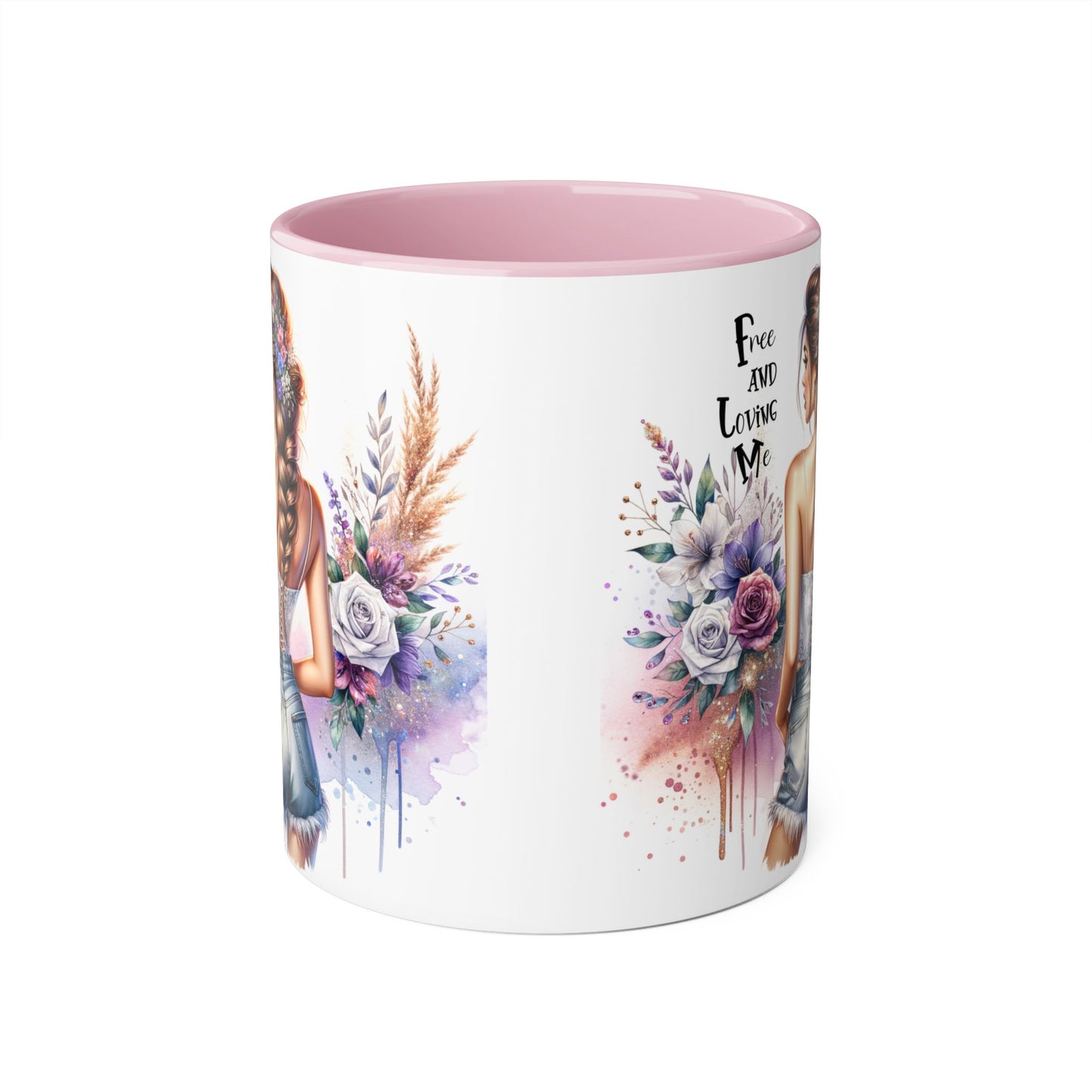 Free and Loving Me Chic Floral Accent Mug - Perfect Gift for Nature Lovers, Coffee Drinkers, Home Decor, Inspirational, Mother’s Day