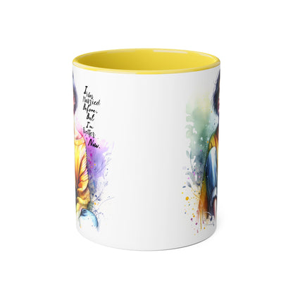 I Was Married Before But I'm Better Now Humoristic Inspirational Art Mug - Custom Accent Coffee Cup for Motivation, Gift for Friends, Positive Vibes, Home Decor, Unique Art