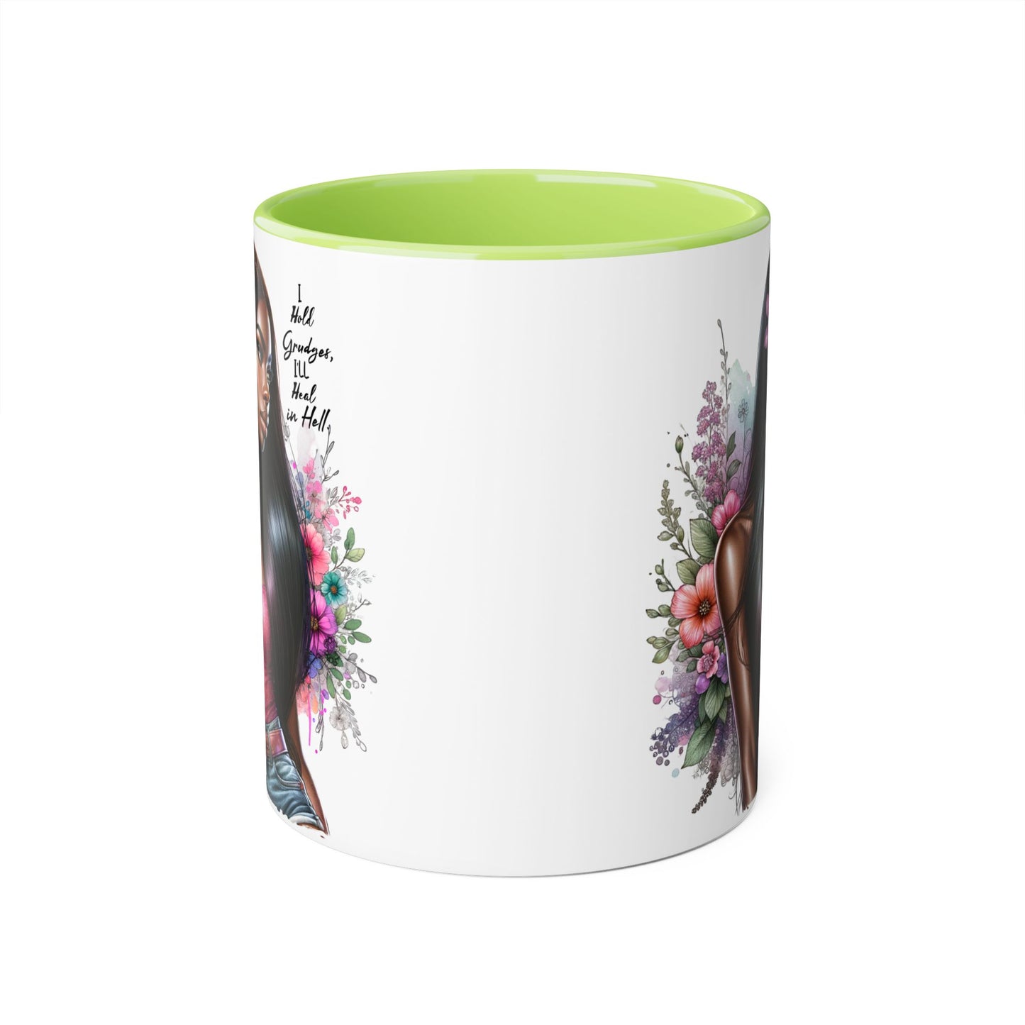 I Hold Grudges, I'll Heal in Hell  Humoristic Floral Portrait Accent Mug, 11oz - Empowering Gift for Her, Cozy Coffee Cup, Beautiful Art for Home, Unique Present for Birthdays, [...]