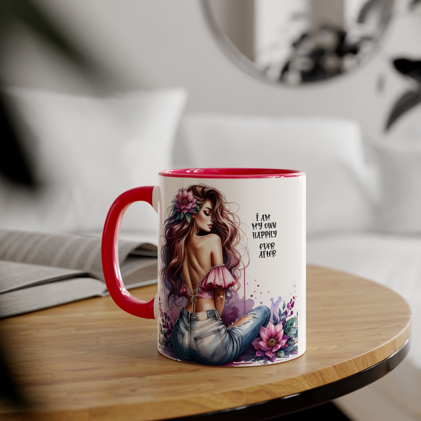 I Am My Own Happily Ever After Chic Inspirational Coffee Mug, Stylish Floral Accent Cup, Motivational Gift for Her, Self-Love Tea Mug, Perfect for Birthdays & Relaxation