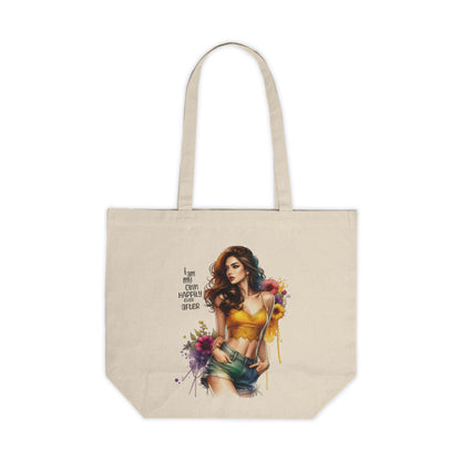I Am My Own Happily Ever After Stylish Floral Canvas Tote Bag, Eco-Friendly Shopping, Summer Vibes, Gift for Her, Beach Bag, Reusable Tote