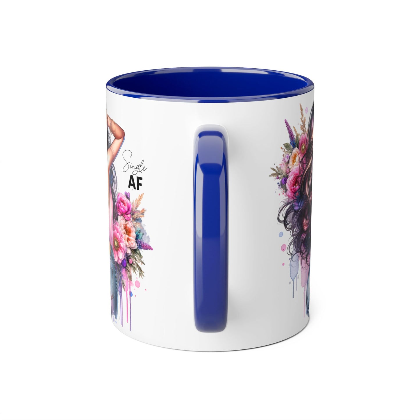 Single AF Chic Floral Accent Mug, Stylish Coffee Cup, Gift for Her, Trendy Home Decor, Birthday Present, Self-Love Reminder
