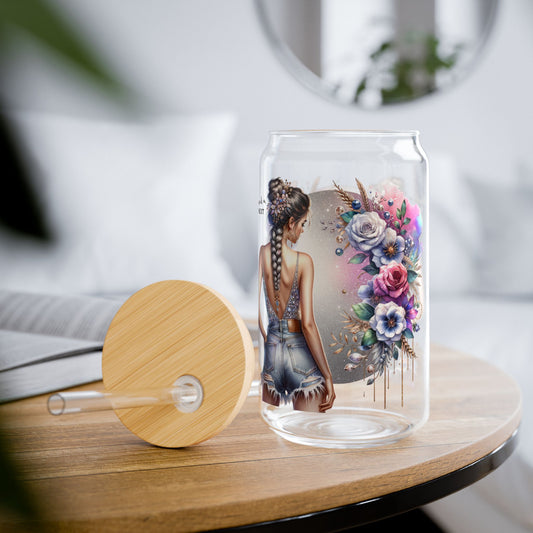 Thank U, Next Floral Inspired Sipper Glass, 16oz - Stylish Hydration, Personalized Drinkware for Summer, Gifts for Women, Eco-Friendly
