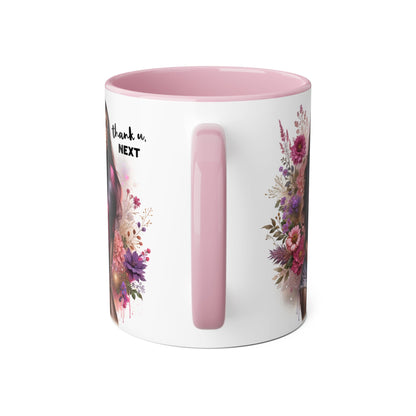 Thank U, Next Floral Artistic Accent Mug, Thank You Next Coffee Cup, Colorful Gift for Her, Boho Style Ceramic Mug, Unique Tea Mug