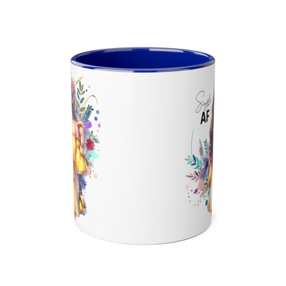 Single AF Floral Accent Mug - Perfect Gift for Singles, Cute Coffee Cup for Friends, Birthday or Self-Care Treat