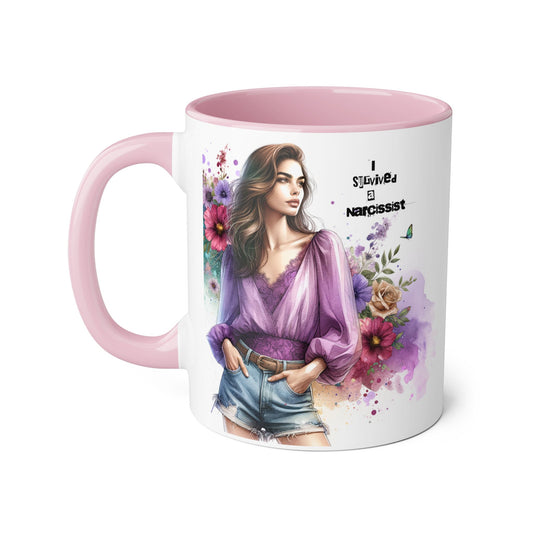 Stylish Floral Accent Mug with Quote, Perfect Gift for Coffee Lovers, Home Decor, Inspirational, Birthday, Humor, Self-Love