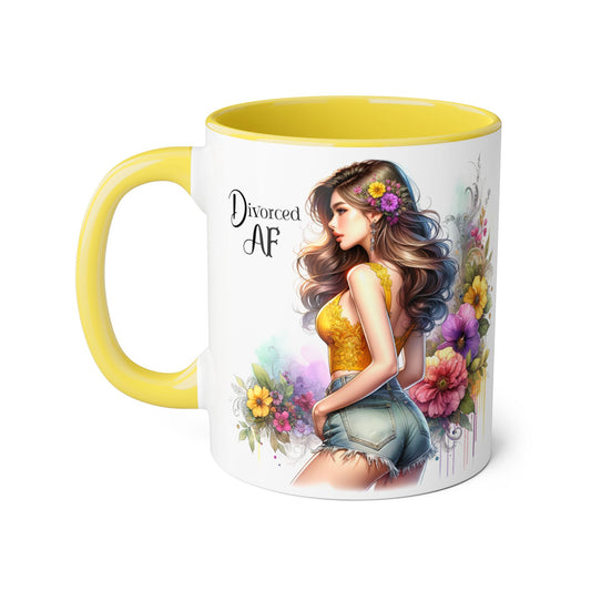 Divorced AF Floral Accent Mug, Humor Coffee Cup, Gift for Divorce Celebration, Self-Love Mug, Unique Present for Her