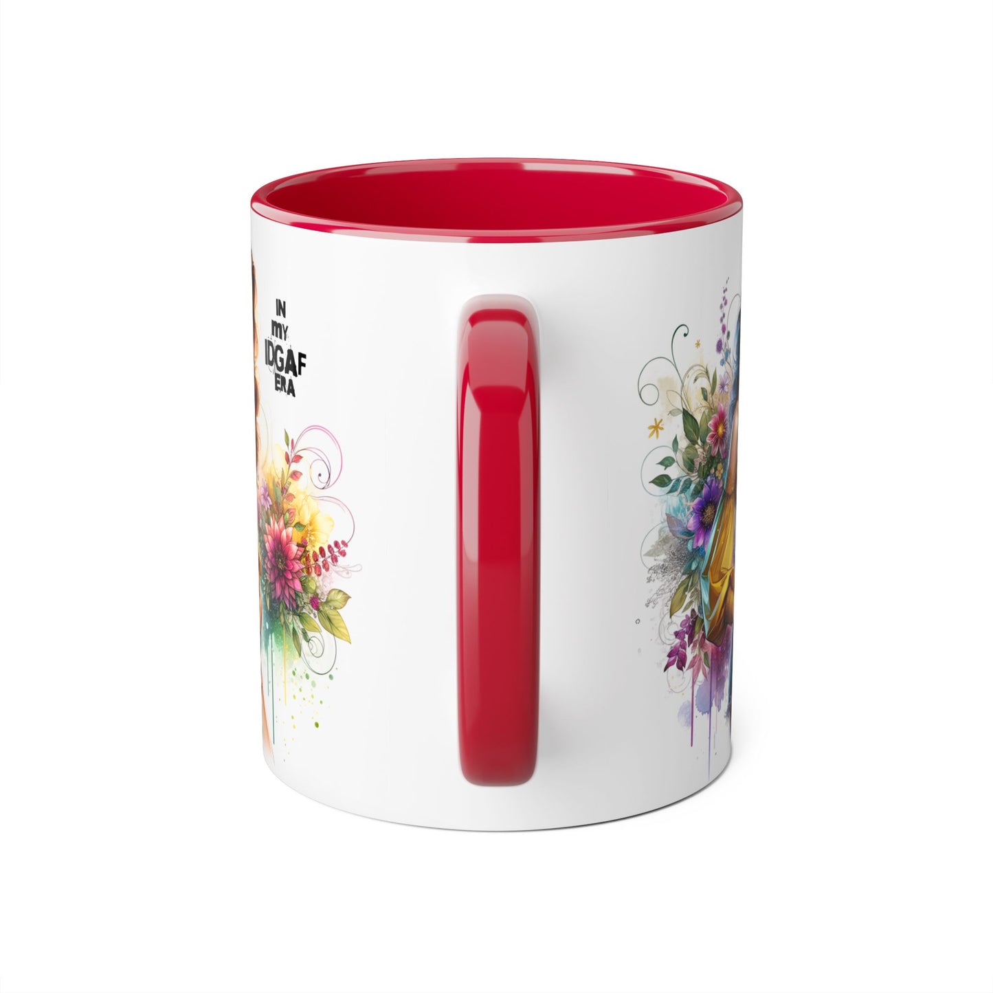 Edgy Floral Accent Mug, Inspirational Coffee Cup, Unique Gift for Her, IDGAF Mug, Boho Style Drinkware