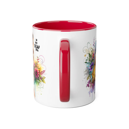 Edgy Floral Accent Mug, Inspirational Coffee Cup, Unique Gift for Her, IDGAF Mug, Boho Style Drinkware