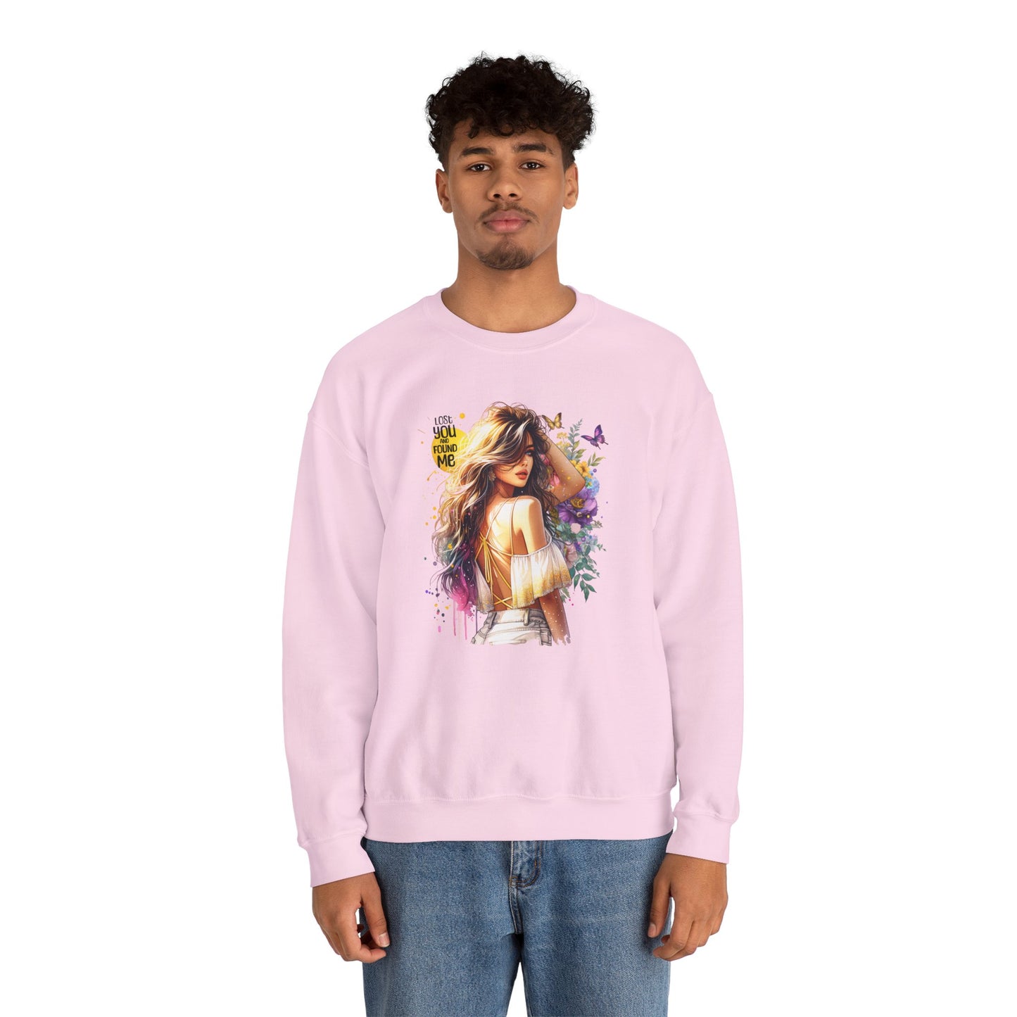 Lost You And Found Me Bohemian-Themed Crewneck Sweatshirt with Floral Design, Cozy Casual Wear, Gift for Her, Everyday Comfort, Family Gatherings, Spring Fashion