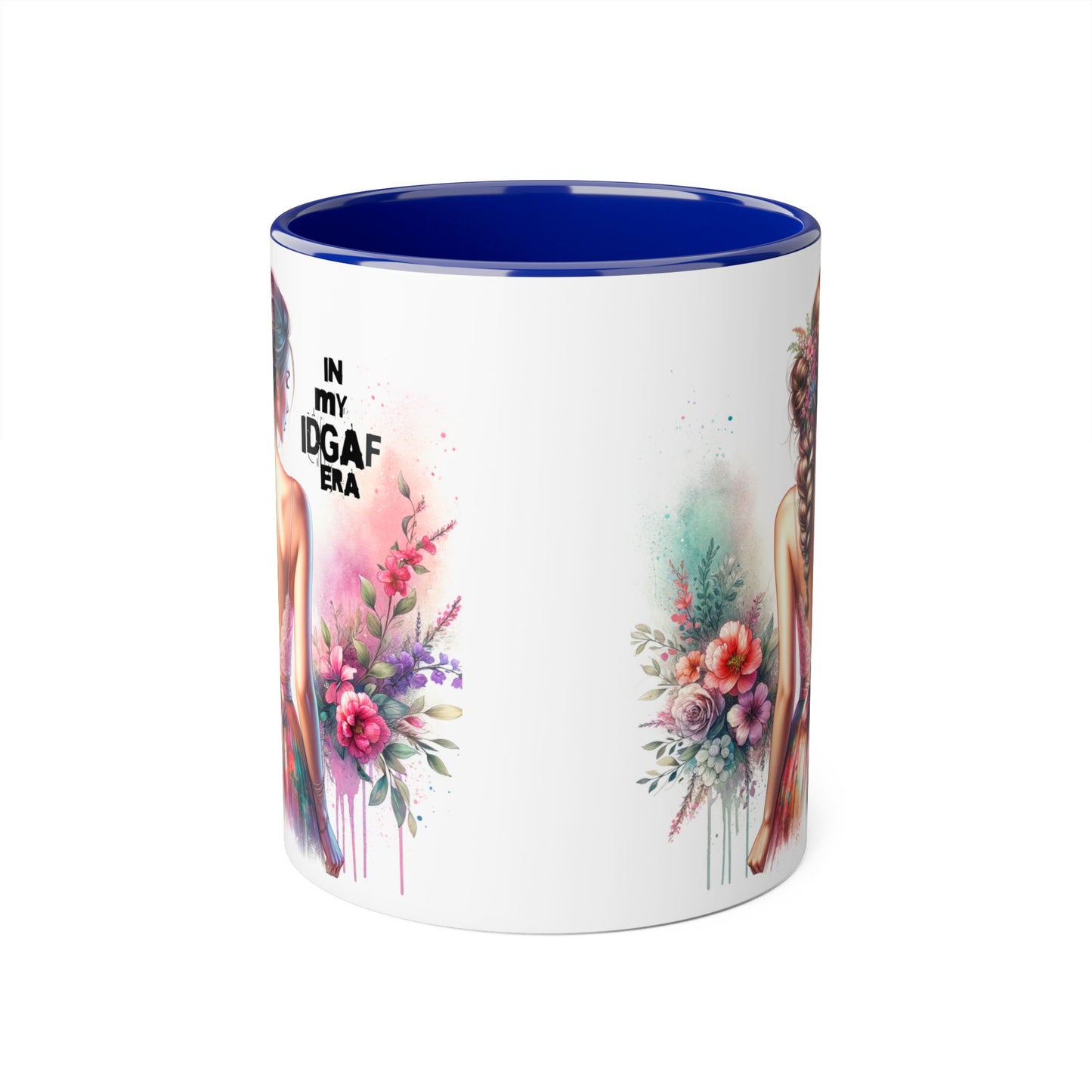 Bold IDGAF Era Accent Mug, Coffee Cup for Strong Women, Gift for Her, Floral Art Mug, Motivational Drinkware