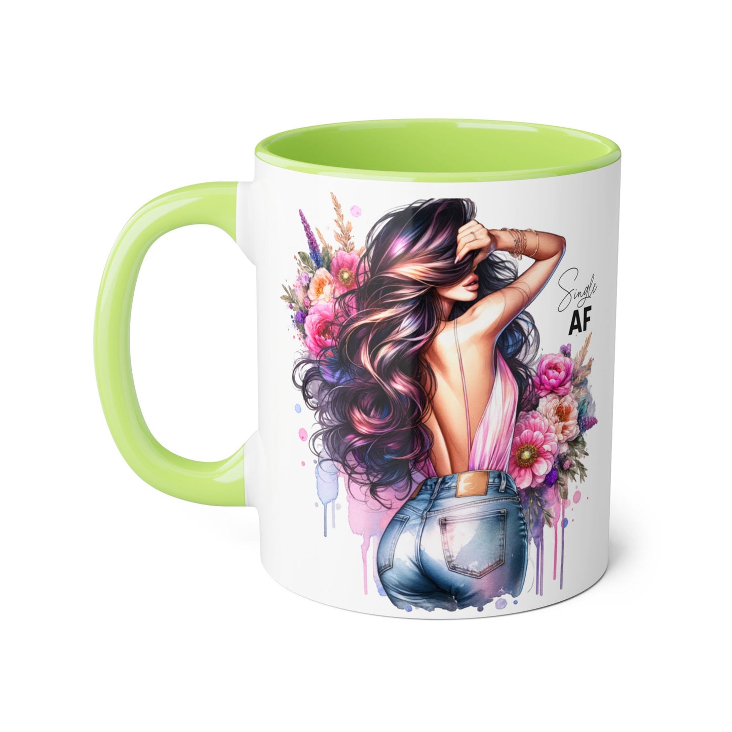 Single AF Chic Floral Accent Mug, Stylish Coffee Cup, Gift for Her, Trendy Home Decor, Birthday Present, Self-Love Reminder