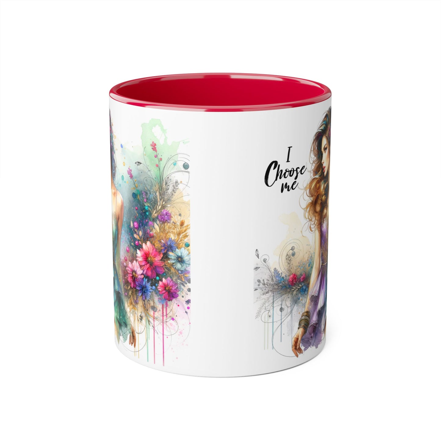 I Choose Me Empowerment Accent Mug - I Choose Me, Inspirational Coffee Cup, Self-Love Gift, Women’s Empowerment, Floral Décor, Motivational Drinkware