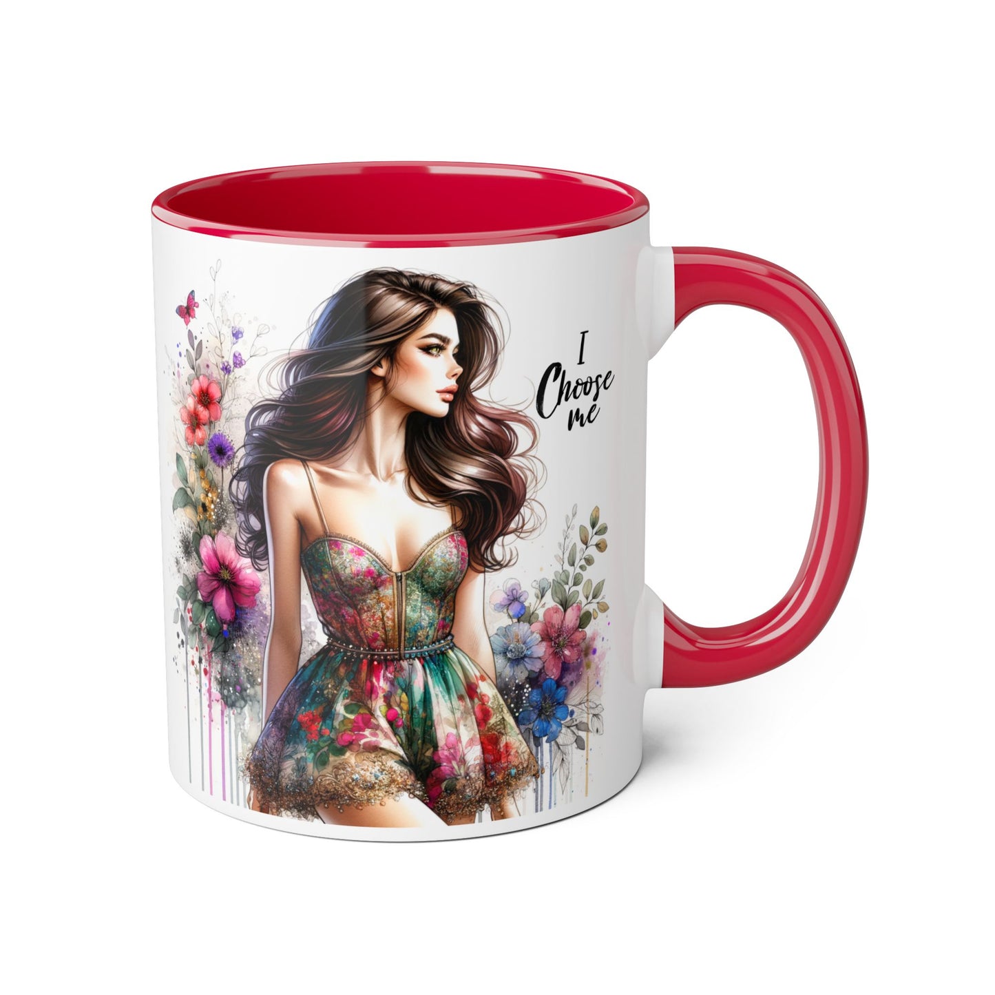 I Choose Me  Floral Accent Mug, 11oz Coffee Cup, Self-Love Gift, Inspirational Drinkware, Unique Home Decor, Feminine Art Mug