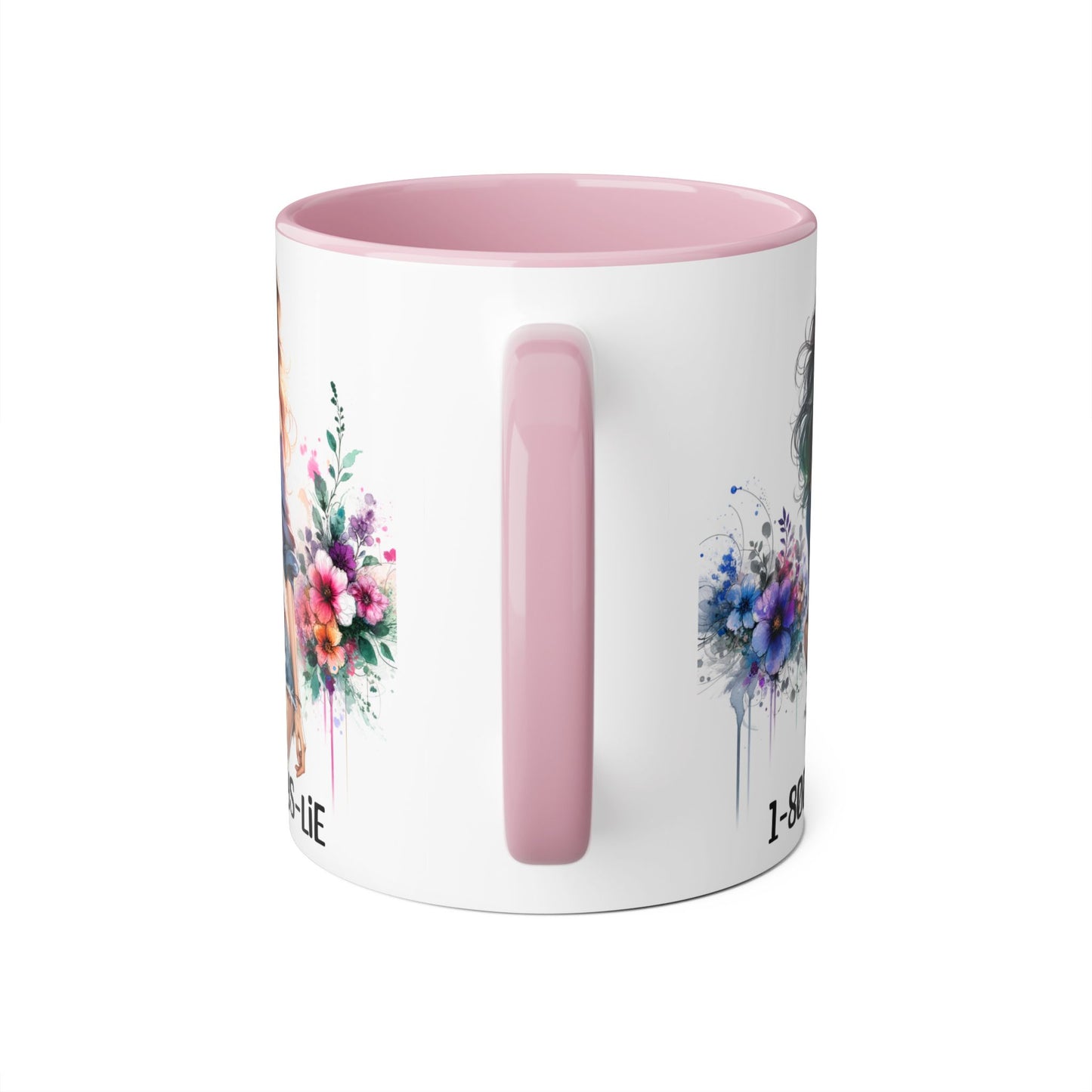 Chic Watercolor Accent Mugs, Floral Coffee Cup, Gift for Her, Trendy Drinkware, Unique Office Mug, 1-800-BOYS-LIE